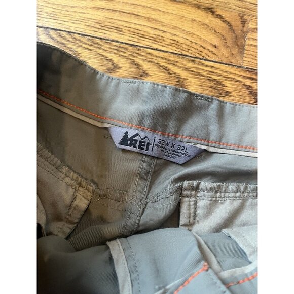 REI Hiking Pants Men's Sz 32 x ~28.5 Hemmed Green Lightweight - Picture 2 of 13